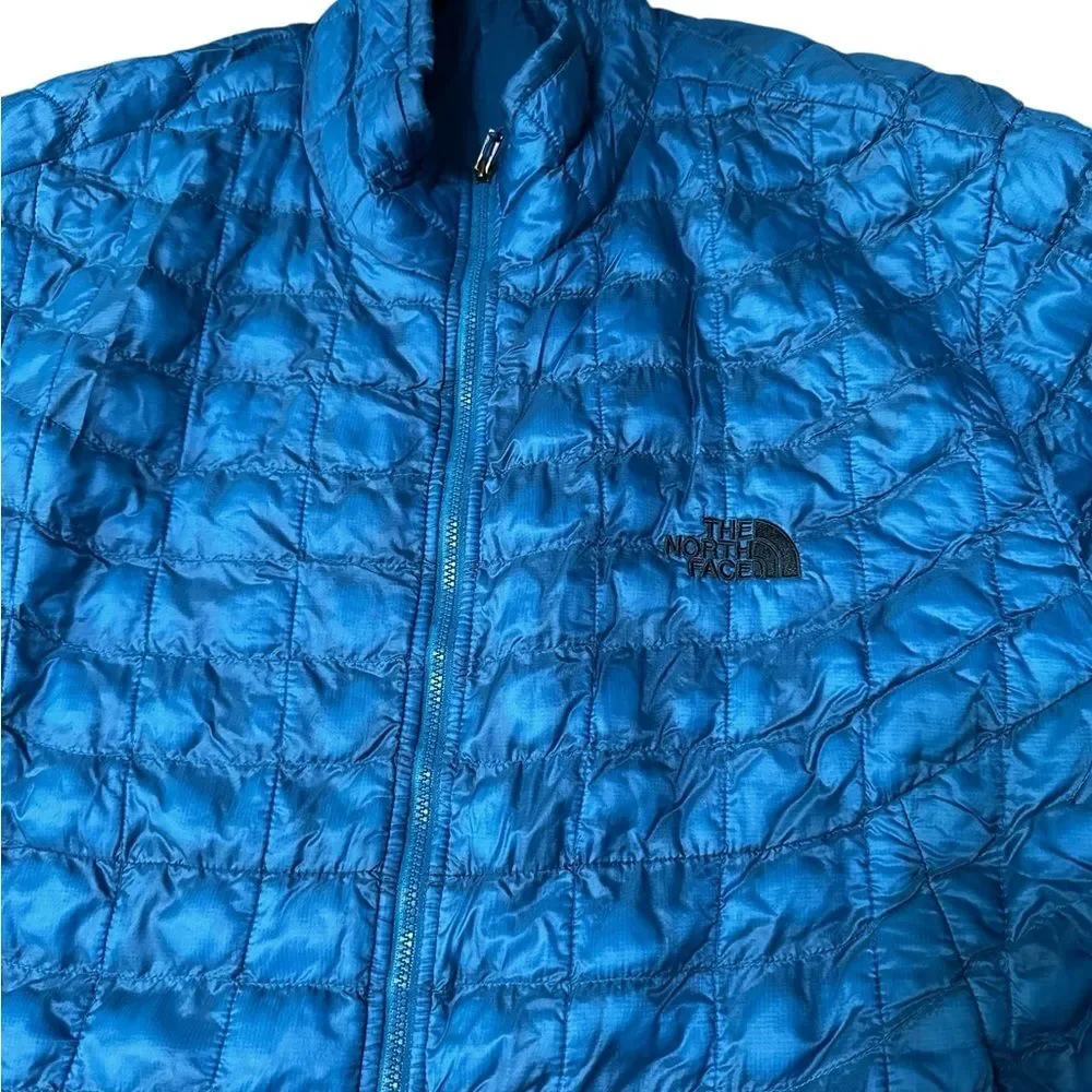 The North Face Thermoball Puffer Jacket M XL Blue Lightweight Full Zip Outdoor